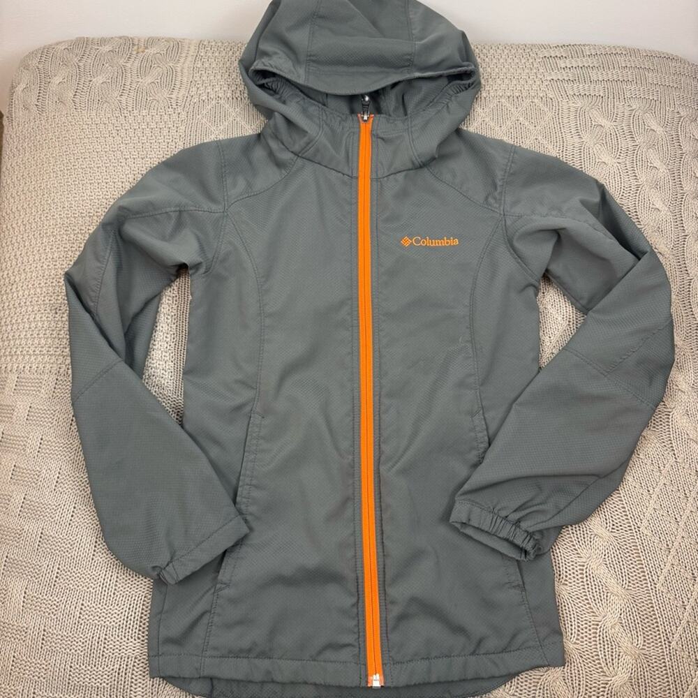Columbia Kids Jacket in Gray with Orange Zipper M 10/12